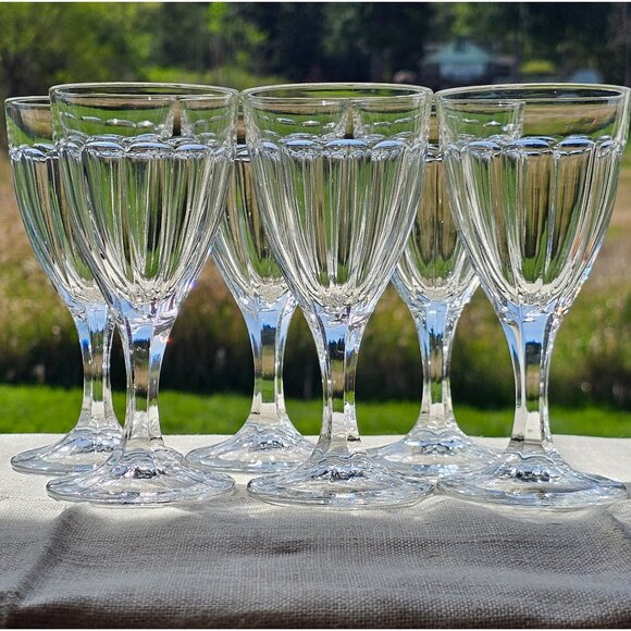 6 Heisey Colonial Panels Wine Glasses 5.5"  USA 1935 signed H fluted style - Picture 1 of 8